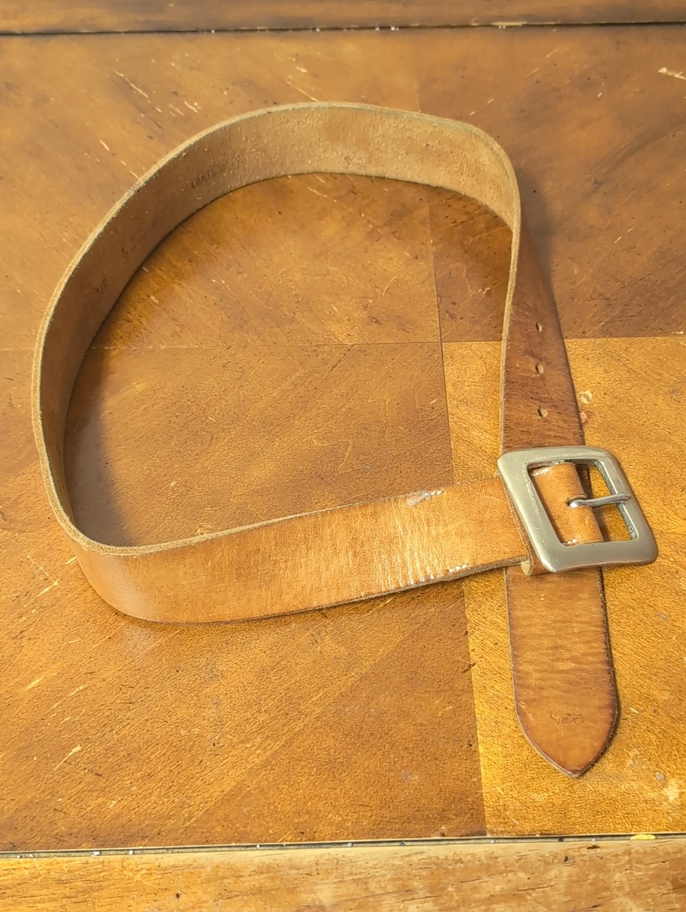 Polo by Ralph Lauren Tan Leather Belt with Brushed Square Buckle
